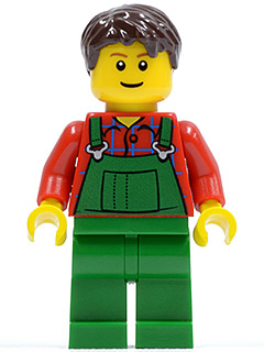 cty0161 - Overalls Farmer Green, Dark Brown Short Tousled Hair