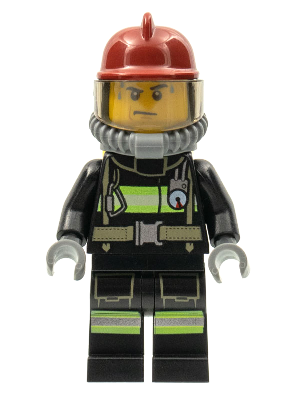 cty0348 - Fire - Reflective Stripes with Utility Belt, Dark Red Fire Helmet, Yellow Air Tanks, Sweat Drops