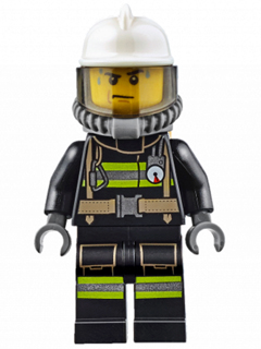 cty0637 - Fire - Reflective Stripes with Utility Belt, White Fire Helmet, Breathing Neck Gear with Air Tanks, Trans-Brown Visor, Sweat Drops