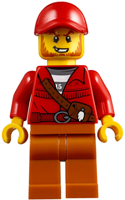 cty0831 - Mountain Police - Crook Male with Red Fringed Shirt with Strap and Pouch, Red Cap