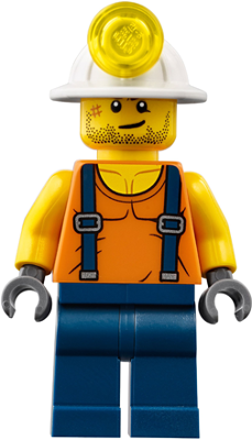 cty0846 - Miner - Shirt with Straps, Dark Blue Legs, Mining Helmet, Stubble and Scar