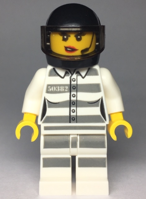 cty0998 - Sky Police - Jail Prisoner 50382 Prison Stripes, Female, Scowl with Red Lips and Open Mouth, Black Helmet