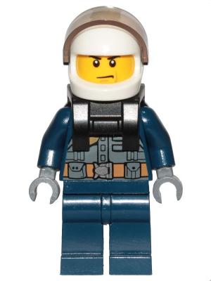 cty1007 - Police - City Pilot, Jacket with Dark Bluish Gray Vest, Dark Blue Legs, White Helmet, Scowl with Neck Bracket (for Jet Pack)