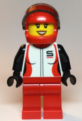 cty1109 - Race Car Driver, Female, Red and White Racing Jacket, Red Helmet and Legs