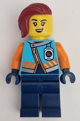 cty1657 - Arctic Explorer - Female, Medium Azure Jacket, Name Badge, Dark Red Hair