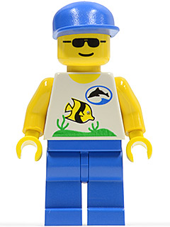 div003 - Divers - Boatie, Fish and Dolphin Shirt, Blue Cap