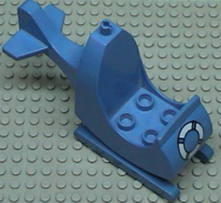 dupcopterpb01 - Duplo Helicopter Body with Skids with Life Preserver Pattern