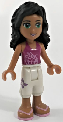 frnd0026 - Friends Ella - Magenta Halter Top with Flowers, White Cropped Trousers, Bright Pink Sandals