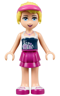 frnd0083 - Friends Stephanie - Magenta Layered Skirt, Dark Blue Top, Hair with Visor