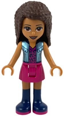 frnd0368 - Friends Andrea - Magenta Skirt, Metallic Light Blue Vest over Magenta Top