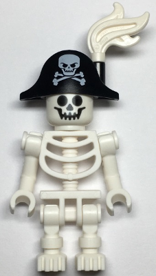 gen135 - Skeleton - Standard Skull, Bent Arms Vertical Grip, Black Bicorne Hat with Skull and Crossbones, White Plume