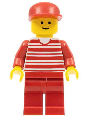 hor011 - Horizontal Lines Red - Red Arms - Red Legs, Red Cap