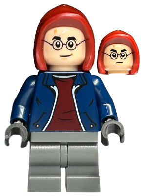 hp458 - Harry Potter - Dark Blue Jacket with Dark Red Shirt, Dark Bluish Gray Medium Legs, Dark Red Hood