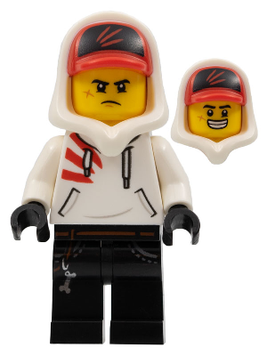 hs004 - Jack Davids - White Hoodie with Cap and Hood (Large Smile / Grumpy)
