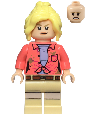 jw107 - Dr. Ellie Sattler - Coral Shirt with Dark Tan Dirt Spots, Ponytail