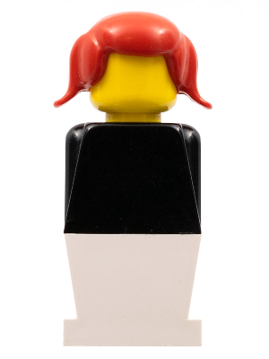 old050 - Legoland - Black Torso, White Legs, Red Pigtails Hair