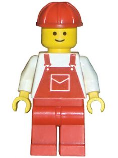 ovr005 - Overalls Red with Pocket, Red Legs, Red Construction Helmet