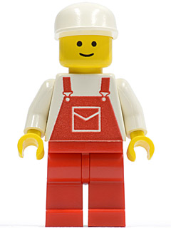 ovr006 - Overalls Red with Pocket, Red Legs, White Cap