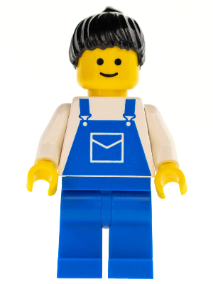 ovr028 - Overalls Blue with Pocket, Blue Legs, Black Ponytail Hair