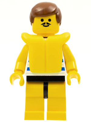 par025 - Horizontal Blue and Light Green Stripes, Yellow Legs, Brown Male Hair, Life Jacket