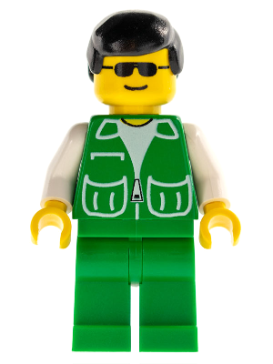 pck019 - Jacket Green with 2 Large Pockets - Green Legs, Black Male Hair