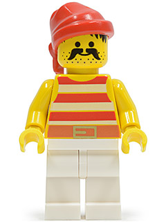 pi045 - Pirate Red / White Stripes Shirt, White Legs, Red Bandana