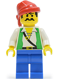 pi052 - Pirate Green Vest, Blue Legs, Red Bandana