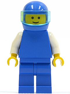 pln034 - Plain Blue Torso with White Arms, Blue Legs, Blue Helmet, Trans-Light Blue Visor