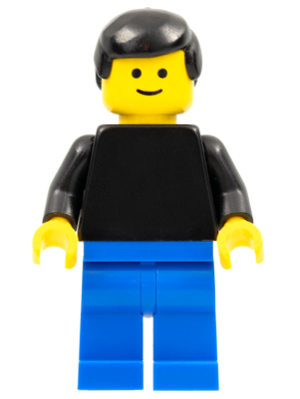 pln067 - Plain Black Torso with Black Arms, Blue Legs, Black Male Hair