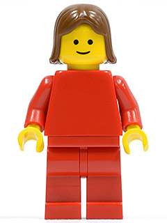 pln098 - Plain Red Torso with Red Arms, Red Legs, Brown Female Hair