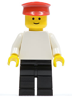 pln123 - Plain White Torso with White Arms, Black Legs, Red Hat