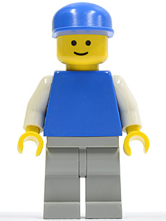pln144 - Plain Blue Torso with White Arms, Light Gray Legs, Blue Cap