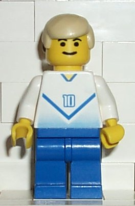 soc084 - Soccer Player White & Blue Team with shirt #10