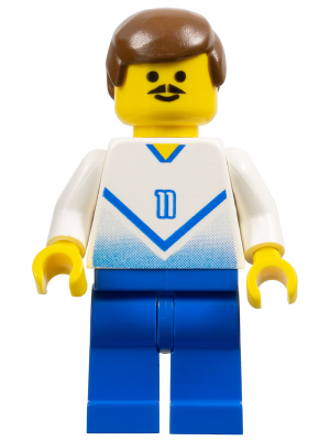 soc085 - Soccer Player White & Blue Team with shirt #11