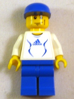 soc134s - Soccer Player White - Adidas Logo, White and Blue Torso Stickers (#4)