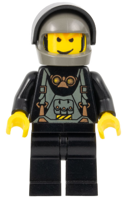 stu011 - Boat Driver, Black with Dark Gray Helmet, Black Visor