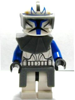 sw0194 - Clone Trooper Captain Rex, 501st Legion (Phase 1) - Dark Bluish Gray Visor, Pauldron, and Kama, Large Eyes