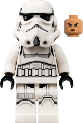 sw1275 - Imperial Stormtrooper - Female, Dual Molded Helmet with Light Bluish Gray Panels on Back, Shoulder Belts, Nougat Head, Frown