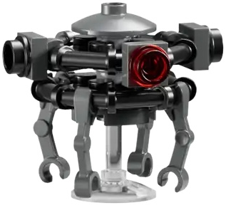 sw1449 - Imperial Probe Droid - Black and Dark Bluish Gray Body, Trans-Clear Dish Stand