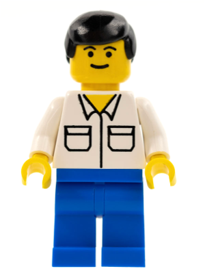 trn105 - Shirt with 2 Pockets, Blue Legs, Black Male Hair