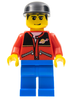 twn027 - Red Jacket with Zipper Pockets and Classic Space Logo, Blue Legs, Black Cap