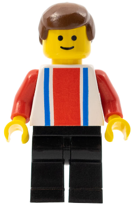ver003 - Vertical Lines Red & Blue - Red Arms - Black Legs, Brown Male Hair