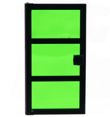 x39c03 - Door 1 x 4 x 6 with 3 Panes and Square Handle with Fixed Trans-Green Glass