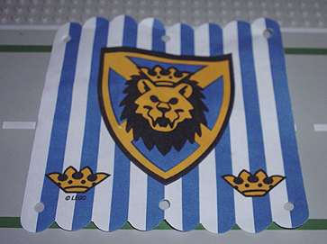 x58px1 - Cloth Hanging 16 x 16 with Blue Stripes and Lion Head Shield Pattern