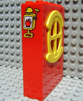 x635c02pb04 - Fabuland Building Wall 2 x 6 x 7 with Round Symmetric Yellow Window with Fire Alarm Pattern (Sticker) - Set 3682