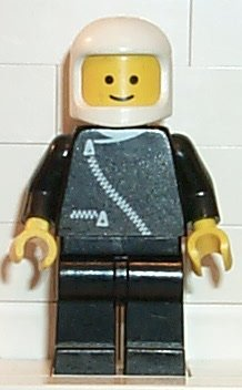 zip021 - Jacket with Zipper - Black, Black Legs, White Classic Helmet