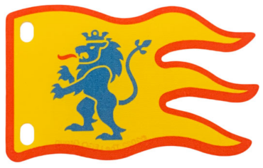 100728 - Cloth Flag 8 x 5 with 2 Holes, Wave with Red Border and Blue Lion Pattern