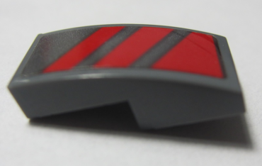 11477pb081L - Slope, Curved 2 x 1 x 2/3 with Red Diagonal Stripes Pattern Model Left Side (Sticker) - Set 70613