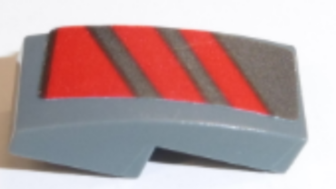 11477pb081R - Slope, Curved 2 x 1 x 2/3 with Red Diagonal Stripes Pattern Model Right Side (Sticker) - Set 70613