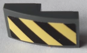 11477pb092a - Slope, Curved 2 x 1 x 2/3 with Black and Bright Light Yellow Danger Stripes Pattern Side A (Sticker) - Sets 60214 / 60215